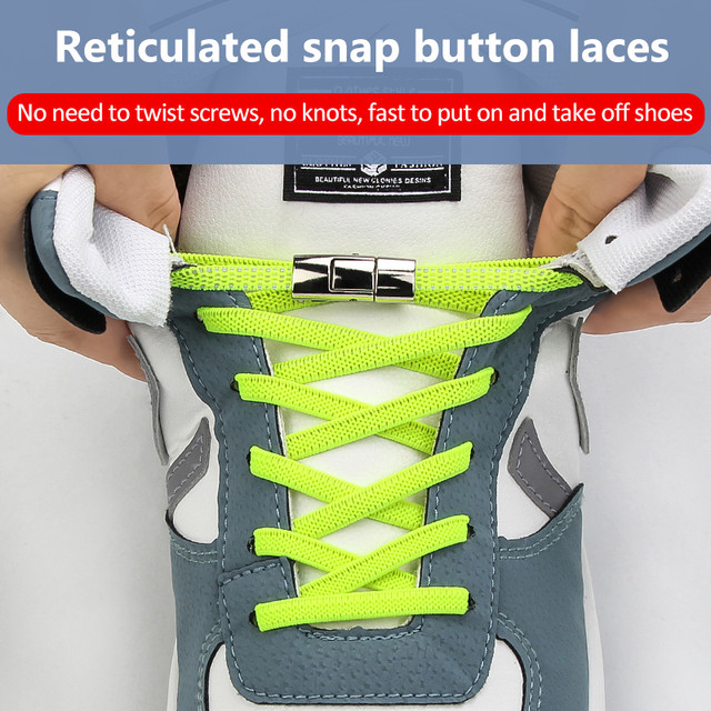 2024 New No Tie Shoe Laces Press Lock Elastic Shoelaces For Kids Adult  Quick Lazy Metal